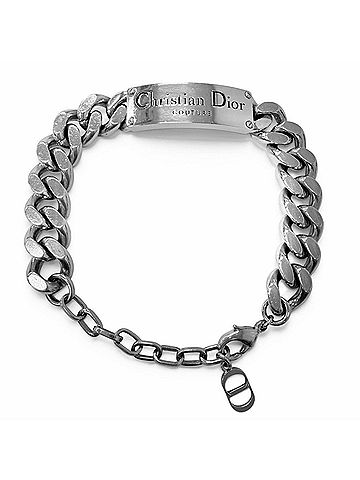 Christian Dior Christian Dior Couture Logo Plate Chain Bracelet, Silver, Men's Accessory (view 1)