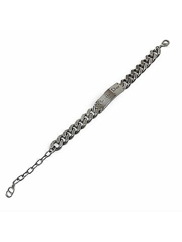 Christian Dior Christian Dior Couture Logo Plate Chain Bracelet, Silver, Men's Accessory (view 2)