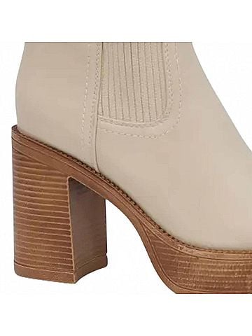 Yoki Women's Yale Chunky High Heel Platform Boots in Bone (view 2)