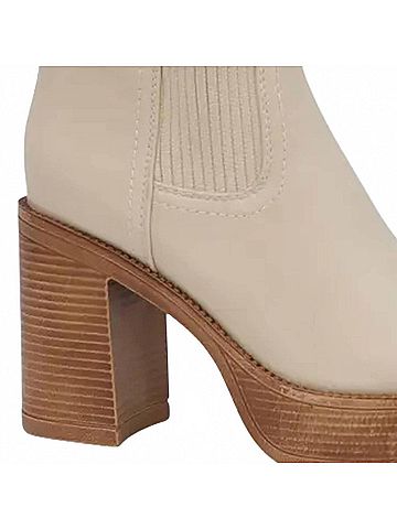 Yoki Women's Yale Chunky High Heel Platform Boots in Bone (view 2)