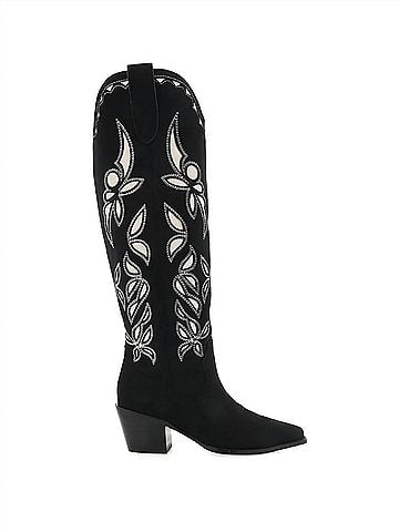 Billini Women's Della Suede Western Boot in Black (view 1)