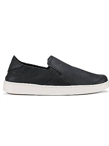 OluKai Women's Pehuea Leather Sneakers in Onyx/Onyx (view 1)