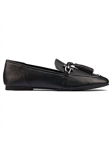 Clarks Women's Pure 2 Tassel Loafer in Black Leather (view 1)