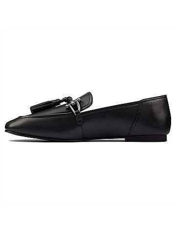 Clarks Women's Pure 2 Tassel Loafer in Black Leather (view 2)