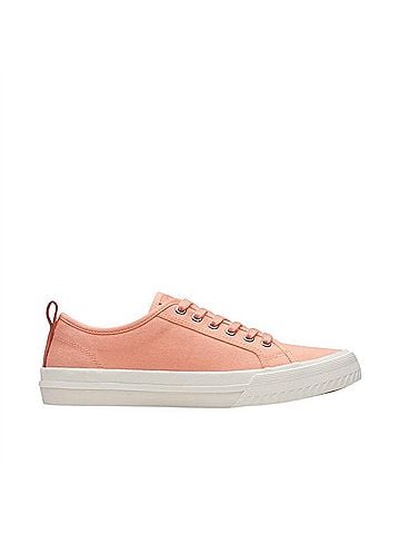 Clarks Women's Roxby Lace Up Sneakers in Coral Canvas (view 1)