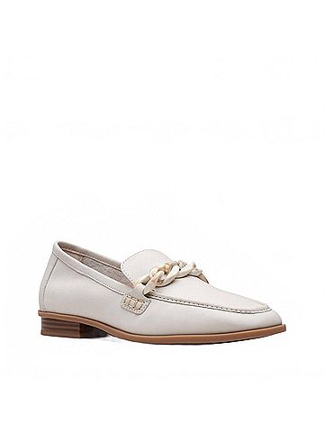 Clarks Women's Sarafyna Iris Loafer in White Leather (view 2)