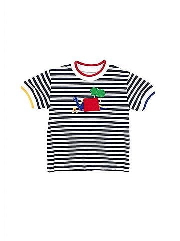 Florence Eiseman Kid's Camp Dinosaur Stripe Knit Shirt 4 Mo in Navy/White/Red (view 1)