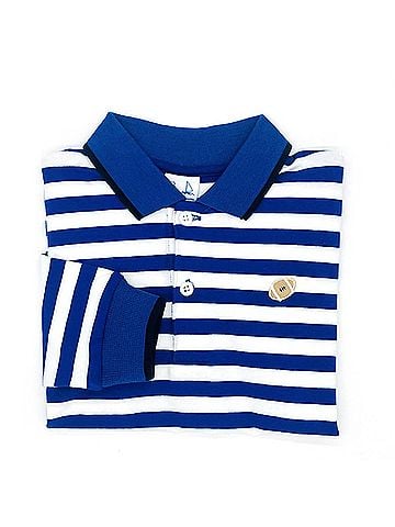 Florence Eiseman Kid's Long Sleeve Football Polo 7 Mo in Royal/White (view 2)