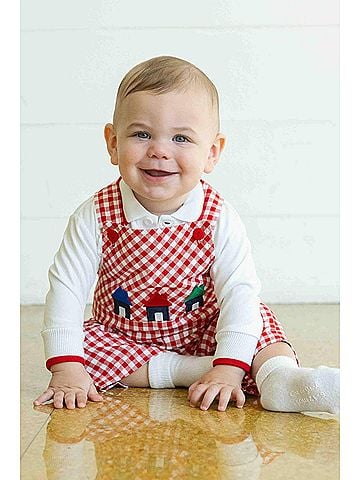 Florence Eiseman Long Sleeve Polo With Tipping in White/Red (view 2)