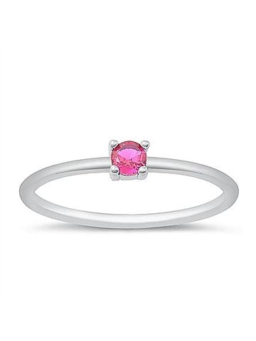 Starlette Women's Ruby Round Stackable Ring in Silver (view 1)