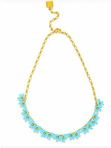 Zenzii Women's Petite Flower Cluster Necklace in Blue/ Gold (view 1)