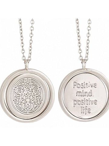 Zad Unisex - Positive Mind Positive Life Spinning Mantra Necklace in Silver (view 1)