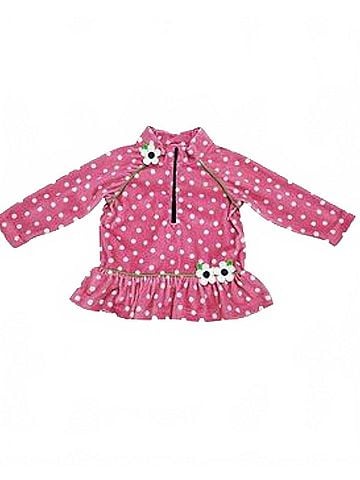 Florence Eiseman Girls' Dot Fleece Top With Flowers 4 Mo in Pink (view 1)