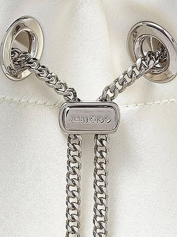 Jimmy Choo Satin Crystal Embellished Top Handle Bon Bon Bag in Ivory (view 2)