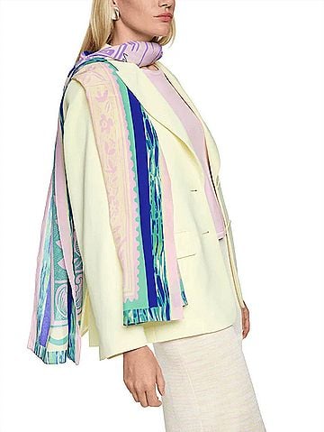 Marc Cain Silk Printed Scarf in Pink And Green (view 2)