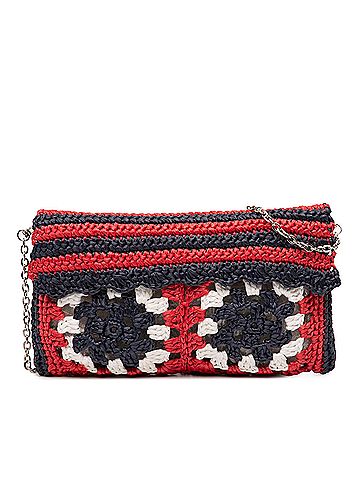 Miu Miu Multicolor Raffia Crochet Wallet on Chain (view 1)