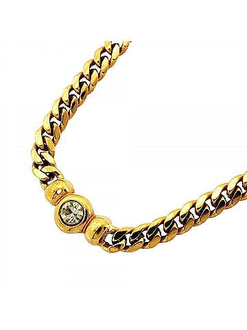 Christian Dior Christian Dior Necklace, GP Plated, Rhinestone, Gold, Women's (view 1)