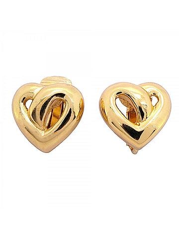 Christian Dior Christian Dior Earrings, Heart Motif, Gold Plated, Women's (view 1)