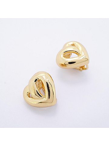 Christian Dior Christian Dior Earrings, Heart Motif, Gold Plated, Women's (view 2)