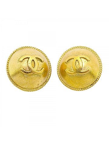 Chanel Chanel Earrings, Coco Mark Circle, GP Plated Gold, Women's (view 1)