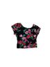 Ambiance Apparel Floral Black Pink Green Short Sleeve Blouse Size XXS - photo 2