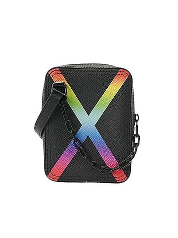 Louis Vuitton LOUIS VUITTON Taiga Rainbow Danube Messenger Noir M30332 Men's Leather Shoulder Bag A Rank Used Ginzo (view 2)