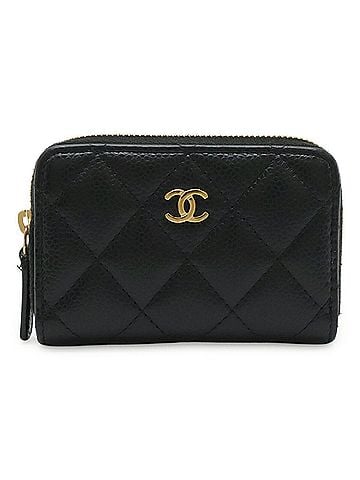 Chanel CHANEL Matelassé Coco Mark Classic Zip Coin Purse Wallet/Coin Case, Caviar Leather, Black AP0216 (view 1)