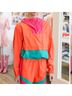 Soia & Kyo 100% Polyester Color Block Orange Green Pink Windbreaker Size L - photo 4