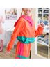 Soia & Kyo 100% Polyester Color Block Orange Green Pink Windbreaker Size L - photo 3