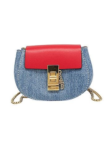 Chloé Chloé Drew Mini Crossbody Backpack CHC21SP100E27664 Women's Denim,Leather Backpack,Shoulder Bag Blue,Red Color (view 1)