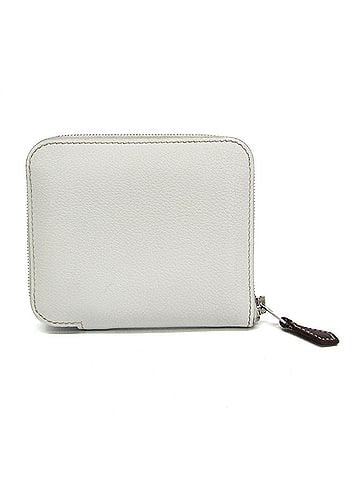 Hermès Hermes Azap Silk In Compact Women's Epsom Leather Coin Purse/coin Case Orange,White (view 1)