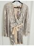 Boo Hoo 100% Polyester Silver Tan Cocktail Dress Size 6 - photo 5