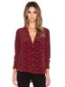 Equipment 100% Silk Hearts Black Red Long Sleeve Button-Down Shirt Size M - photo 1
