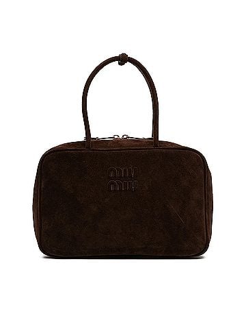 Miu Miu Large Suede Logo Beau Shoulder Bag (view 1)