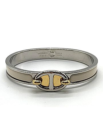 Hermès Hermes Mini Clic Chaine d'Ancre Cream Enamel Palladium Bracelet H209000F HERMES (view 1)