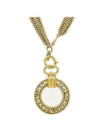 Chanel CHANEL Magnifying Glass Necklace, Double Chain Pendant, Circle, Round, GP Gold (view 1)