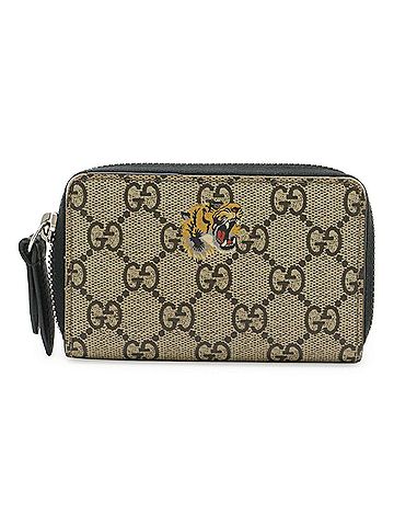 Gucci GUCCI Bestiary GG Supreme Round Wallet/Coin Purse, Tiger Print, Beige, 546354 (view 2)