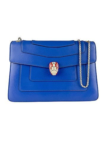 Bvlgari Bulgari BVLGARI Serpenti Forever Shoulder Bag, Leather, Blue, Women's z9850 (view 1)