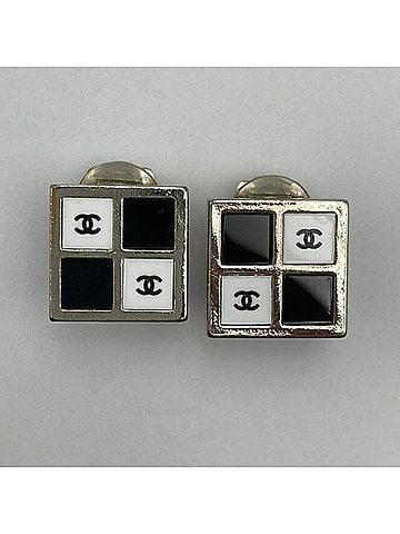 Chanel CHANEL Coco Mark Monotone Square Earrings D4 (view 2)