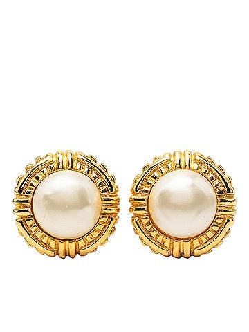 Chanel Gold Plated Faux Pearl Clip On Earrings (view 1)