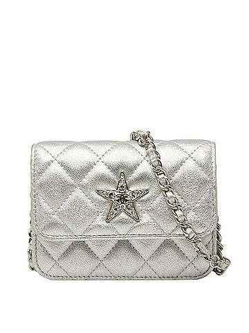 Chanel Chanel Mini Matelassé Coco Mark Chain Shoulder Bag Pouch Silver Leather Women's CHANEL (view 1)
