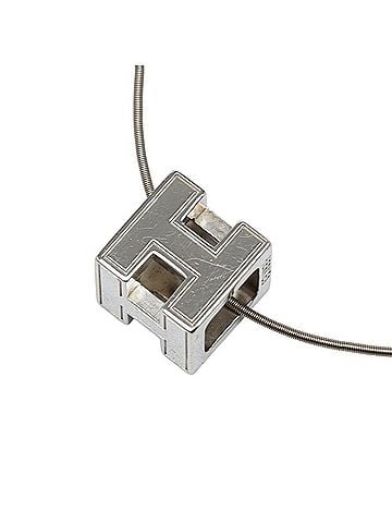 Hermès Hermes Cage d'H H-Cube Necklace, Silver Metal, Women's (view 1)