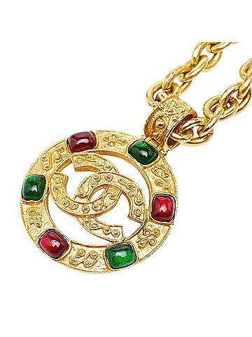 Chanel Chanel Coco Mark Gripoix Necklace, Gold Plated, Women's CHANEL (view 1)