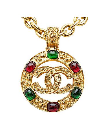 Chanel Chanel Coco Mark Gripoix Necklace, Gold Plated, Women's CHANEL (view 2)