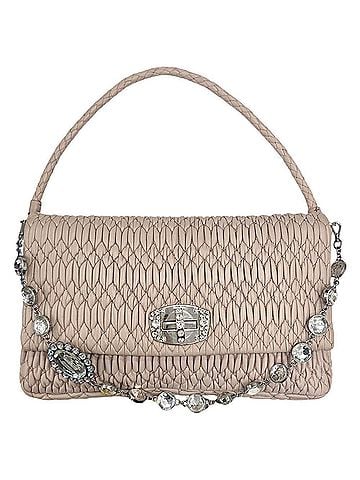 Miu Miu Miu Miu MIUMIU RP0169 Matelassé Nappa Crystal Bijou Shoulder Bag Clutch for Women (view 1)