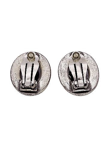 Chanel Chanel earrings for women, brand name, black and silver, Coco mark, oval. (view 2)