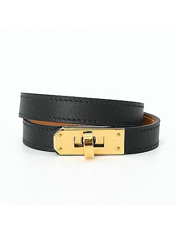 Hermès HERMES Mini Kelly Double Tour Bracelet, Veau Swift Leather, Women's, Black/Brown (view 2)