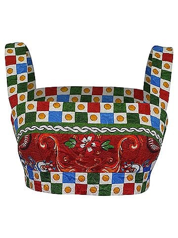 Dolce & Gabbana  Dolce & Gabbana Printed Jacquard Crop Top in Multicolor Viscose (view 1)