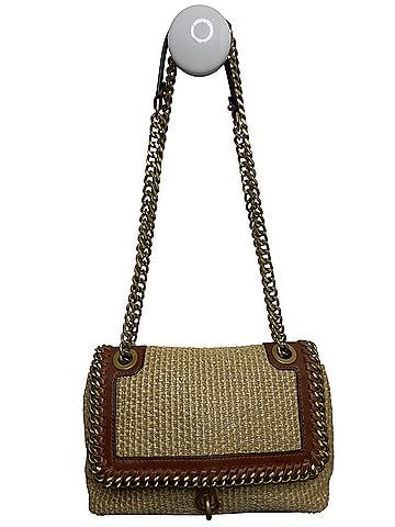 Rebecca Minkoff  Edie Flap Shoulder Bag features a natural woven straw Crossbody Bag (view 1)