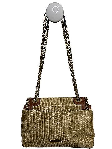 Rebecca Minkoff  Edie Flap Shoulder Bag features a natural woven straw Crossbody Bag (view 2)